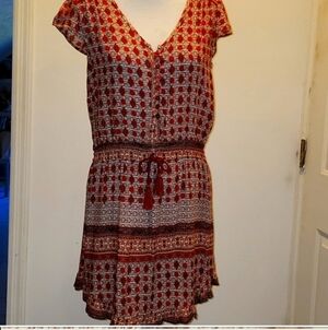 Deby Debo bohemian printed mini dress with drawstring waist Size Small